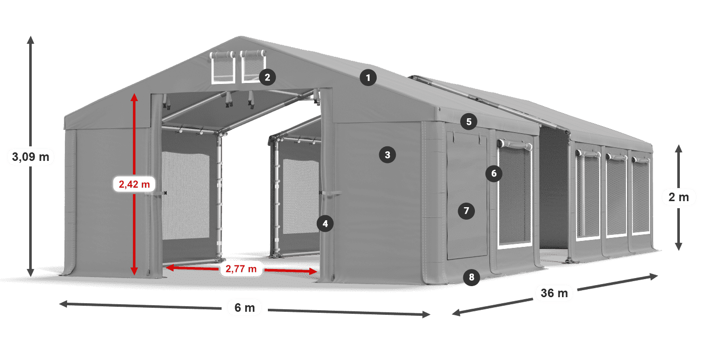 Streha: FR 620 PVC Stene: SD 500 PVC 2 m legenda