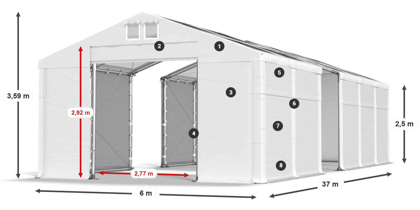 Streha: MS T 580 PVC Stene: FR 620 PVC 2,5 m legenda