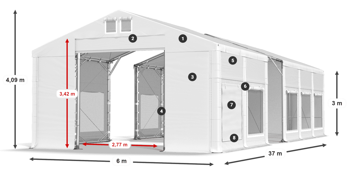 Streha: FR 620 PVC Stene: SD 500 PVC 3 m legenda