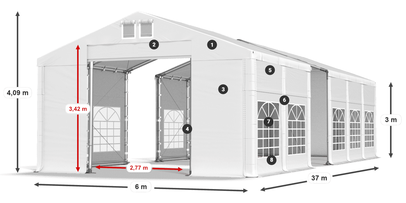 Streha: MS 580 PVC Stene: FR 620 PVC 3 m legenda