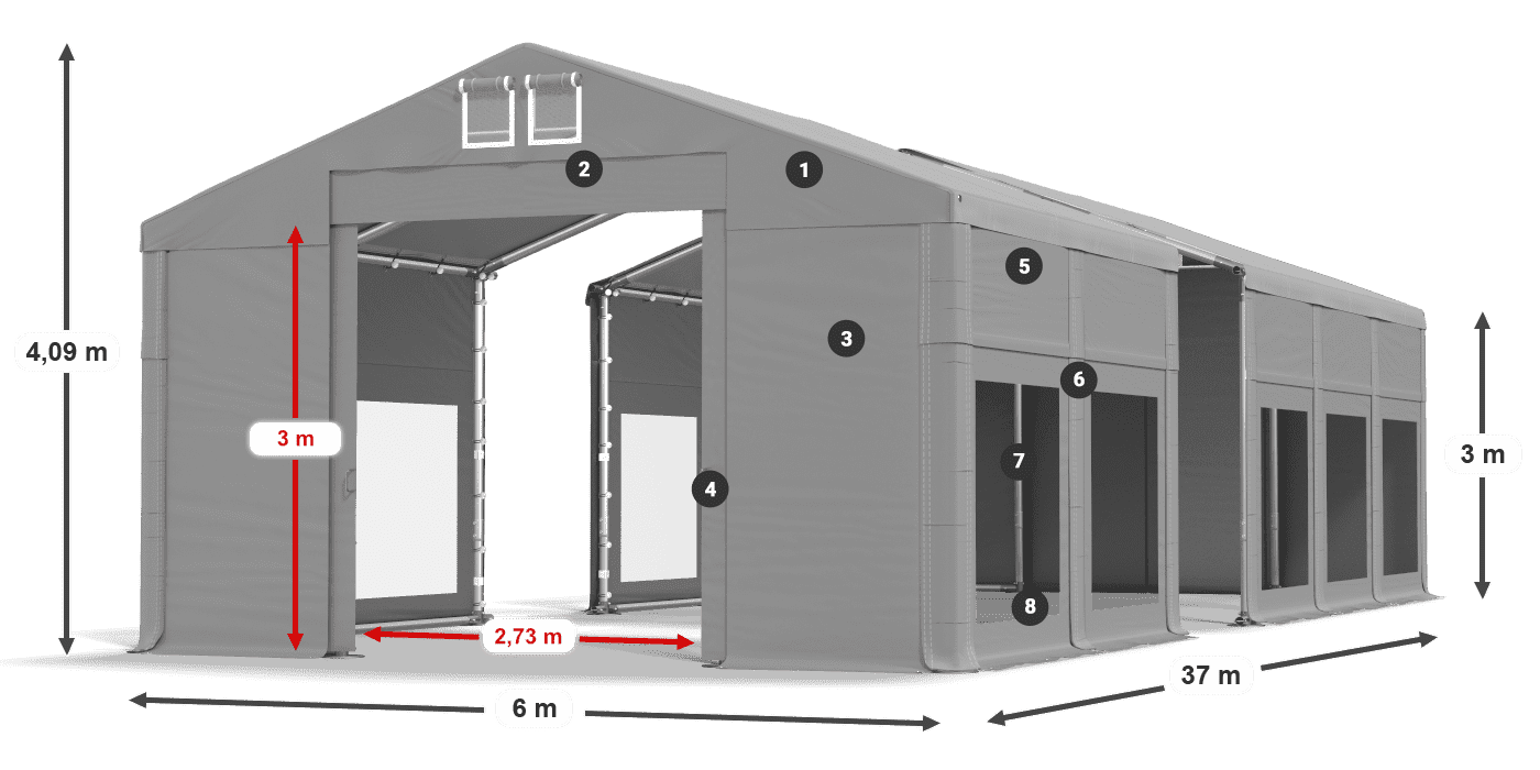 Streha: MS 580 PVC Stene: MS 580 PVC 3 m legenda