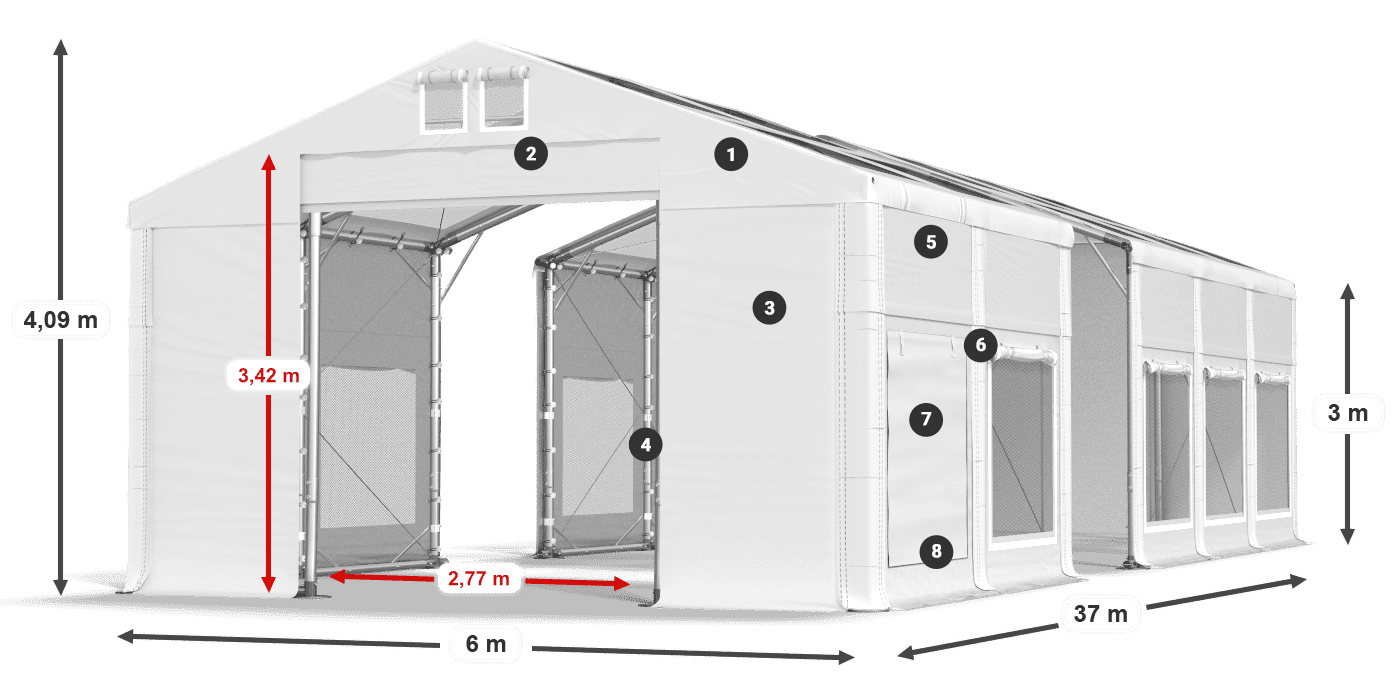 Streha: MS T 580 PVC Stene: SD M 500 PVC 3 m legenda