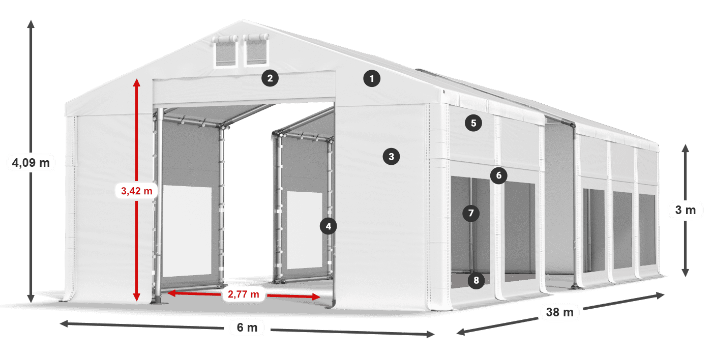 Streha: FR 620 PVC Stene: MS 580 PVC 3 m legenda