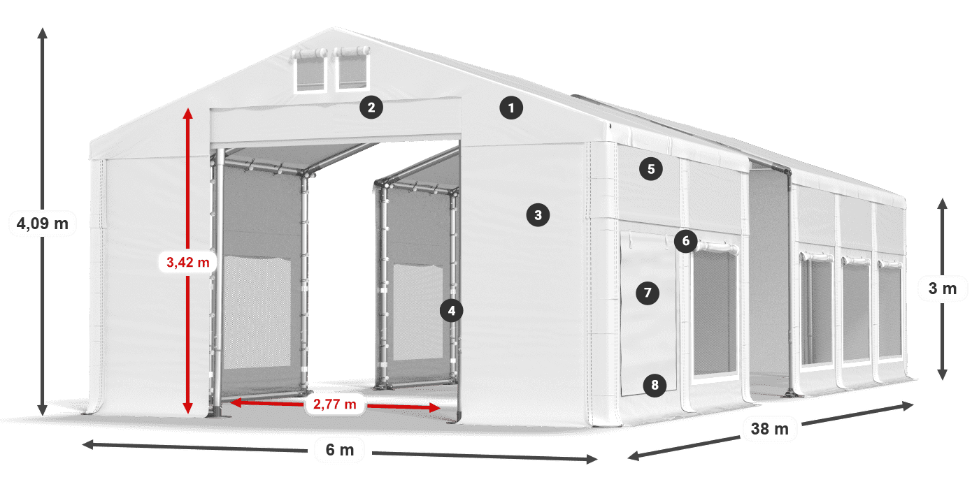 Streha: FR 620 PVC Stene: SD 500 PVC 3 m legenda