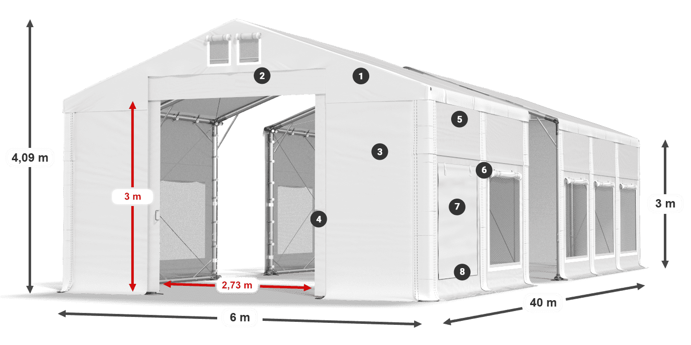 Streha: FR 620 PVC Stene: SD 500 PVC 3 m legenda