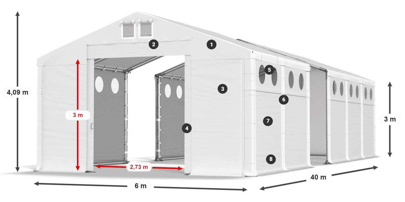Streha: FR 620 PVC Stene: SD O 500 PVC 3 m legenda