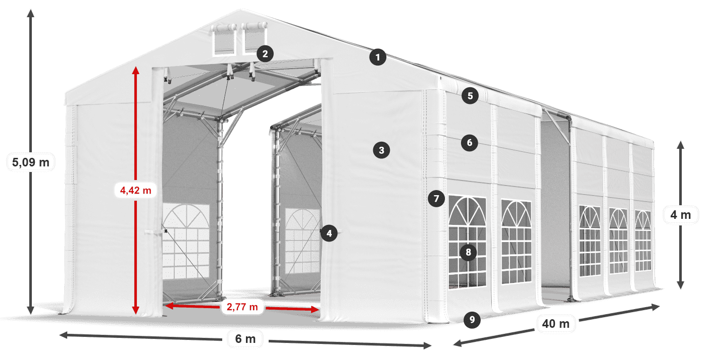 Streha: MS T 580 PVC Stene: SD 500 I PVC 4 m Legenda