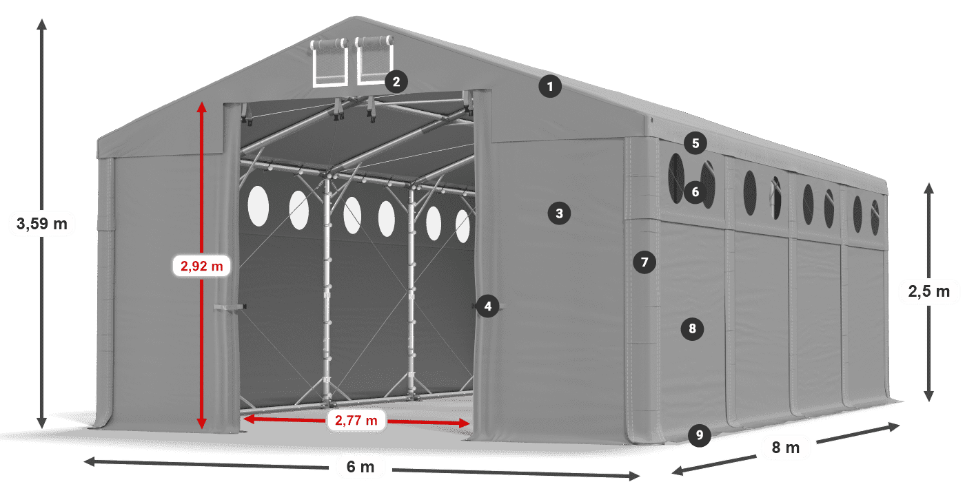 Streha: SD 560 PVC Stene: FR O 620 PVC Legenda 2,5 m