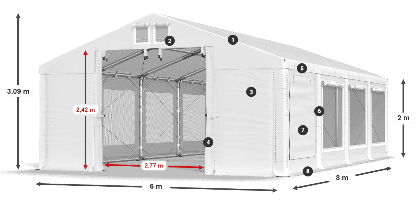 Streha: FR 620 PVC Stene: SD 500 PVC 2 m legenda