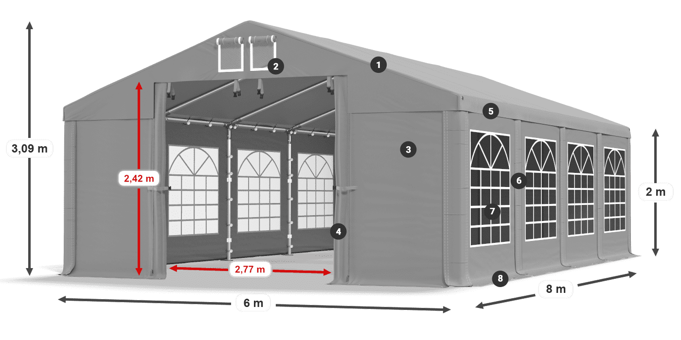 Streha: FR 620 PVC Stene: SD 500 PVC 2 m legenda