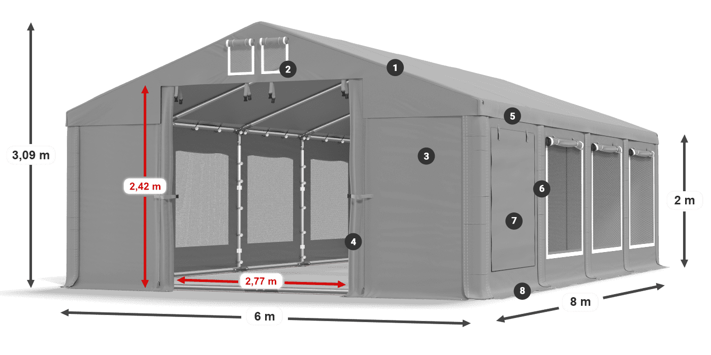 Streha: FR 620 PVC Stene: SD 500 PVC 2 m legenda