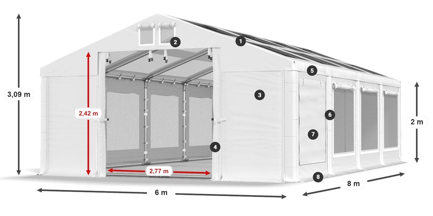 Streha: MS T 580 PVC Stene: SDM 500 PVC 2 m legenda