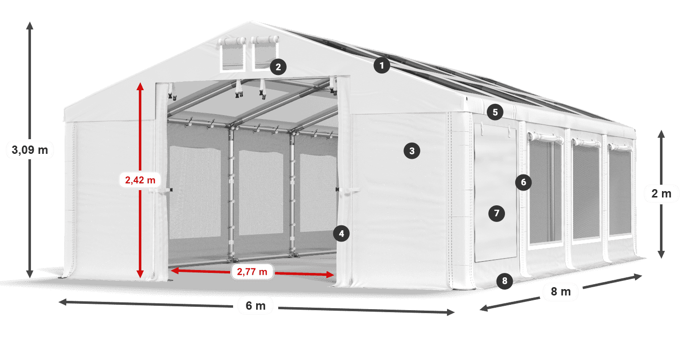 Streha: MS T 580 PVC Stene: SDM 500 PVC 2 m legenda