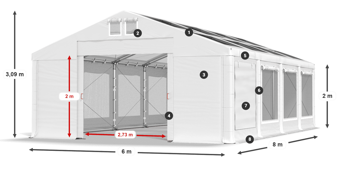 Streha: MS T 580 PVC Stene: SDM 500 PVC 2 m legenda