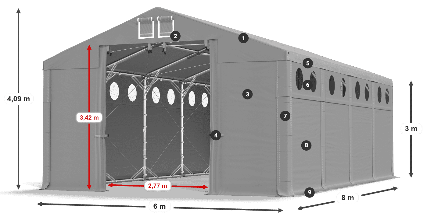 Streha: FR 620 PVC Stene: SD O 500 PVC 3 m legenda