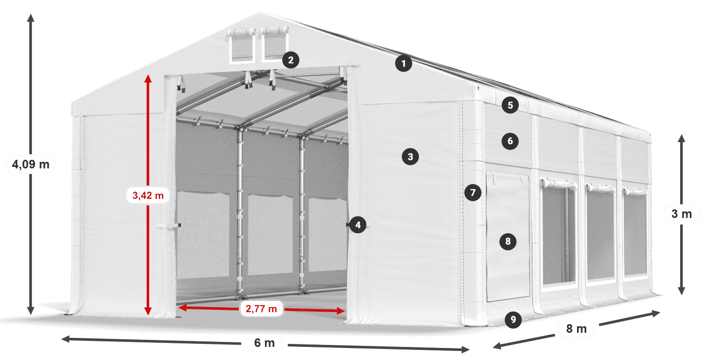 Streha: MS T 580 PVC Stene: SD M 500 PVC 3 m legenda