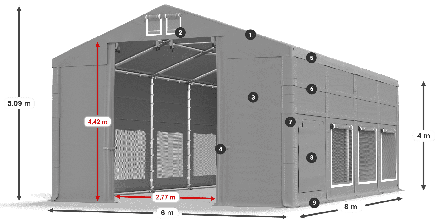 Streha: FR 620 PVC Stene: SD 500 PVC 4 m legenda