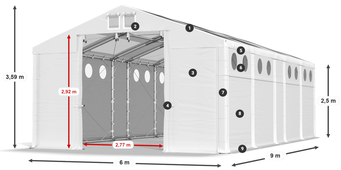 Streha: MS T 580 PVC Stene: MS O 580 PVC 2,5 m legenda