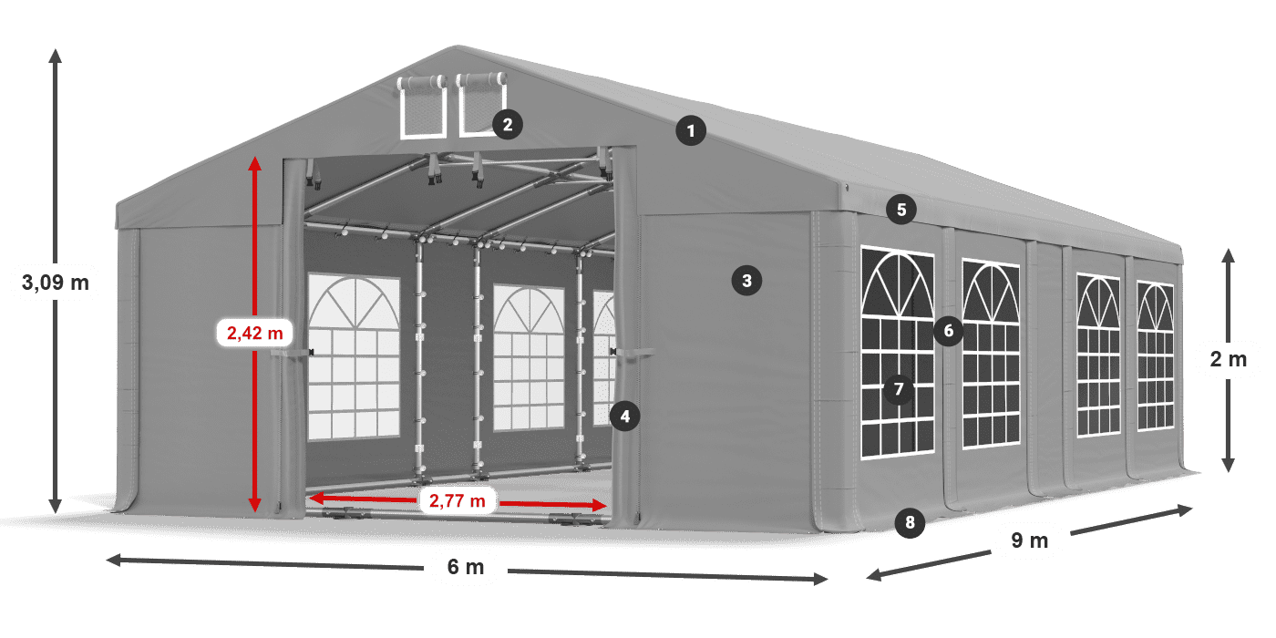 Streha: FR 620 PVC Stene: SD 500 PVC 2 m legenda