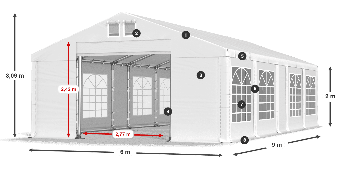Streha: FR 620 PVC Stene: SD 500 PVC 2 m legenda