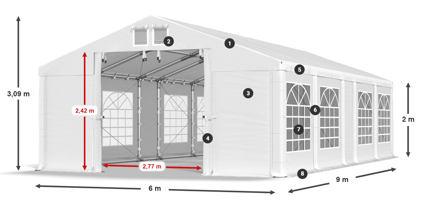 Streha: FR 620 PVC Stene: SD 500 PVC 2 m legenda