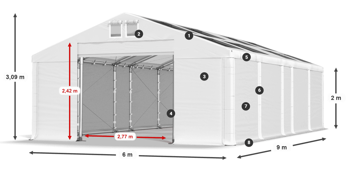 Streha: MS T 580 PVC Stene: FR 620 PVC 2 m legenda