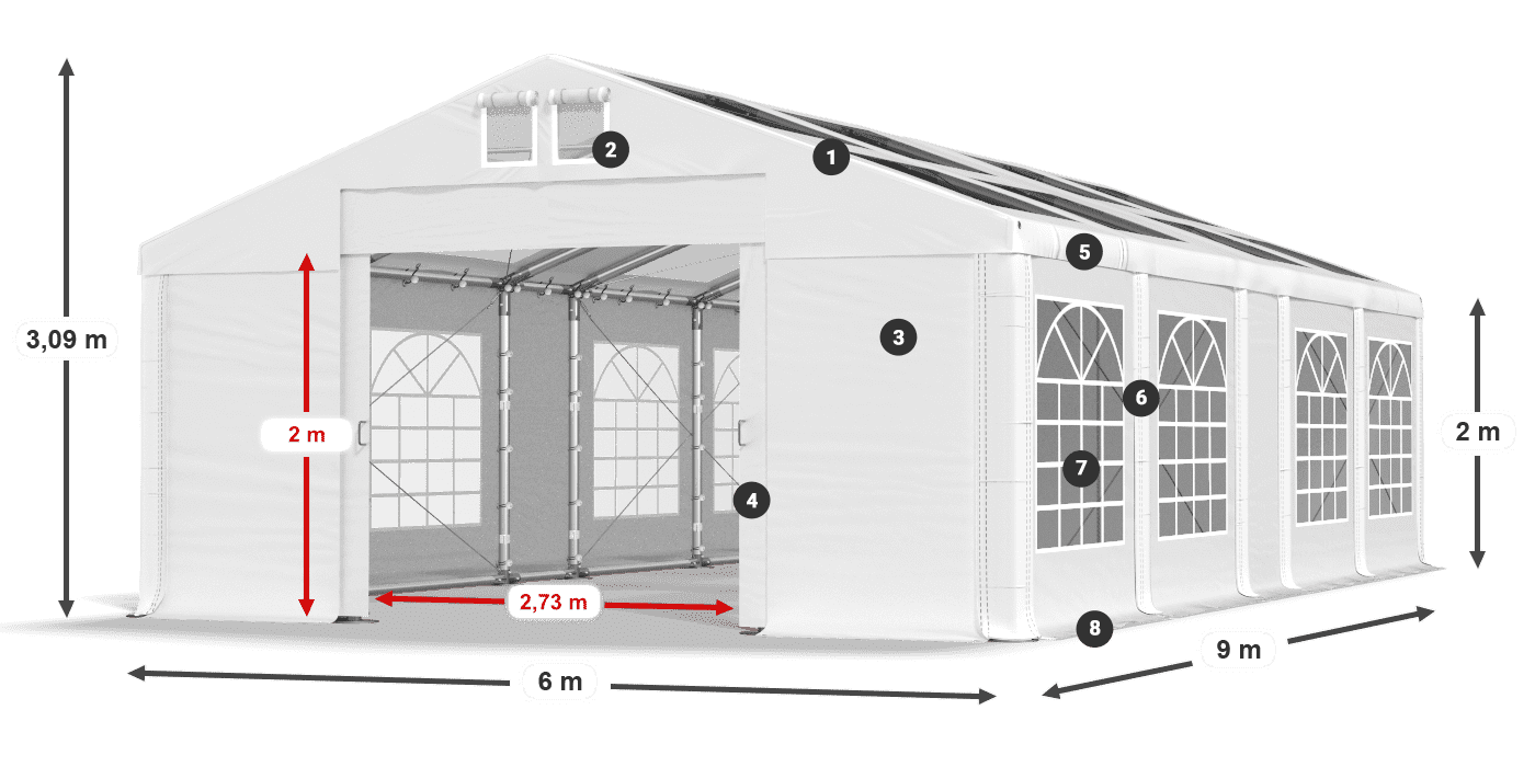 Streha: MS T 580 PVC Stene: FR 620 PVC 2 m legenda