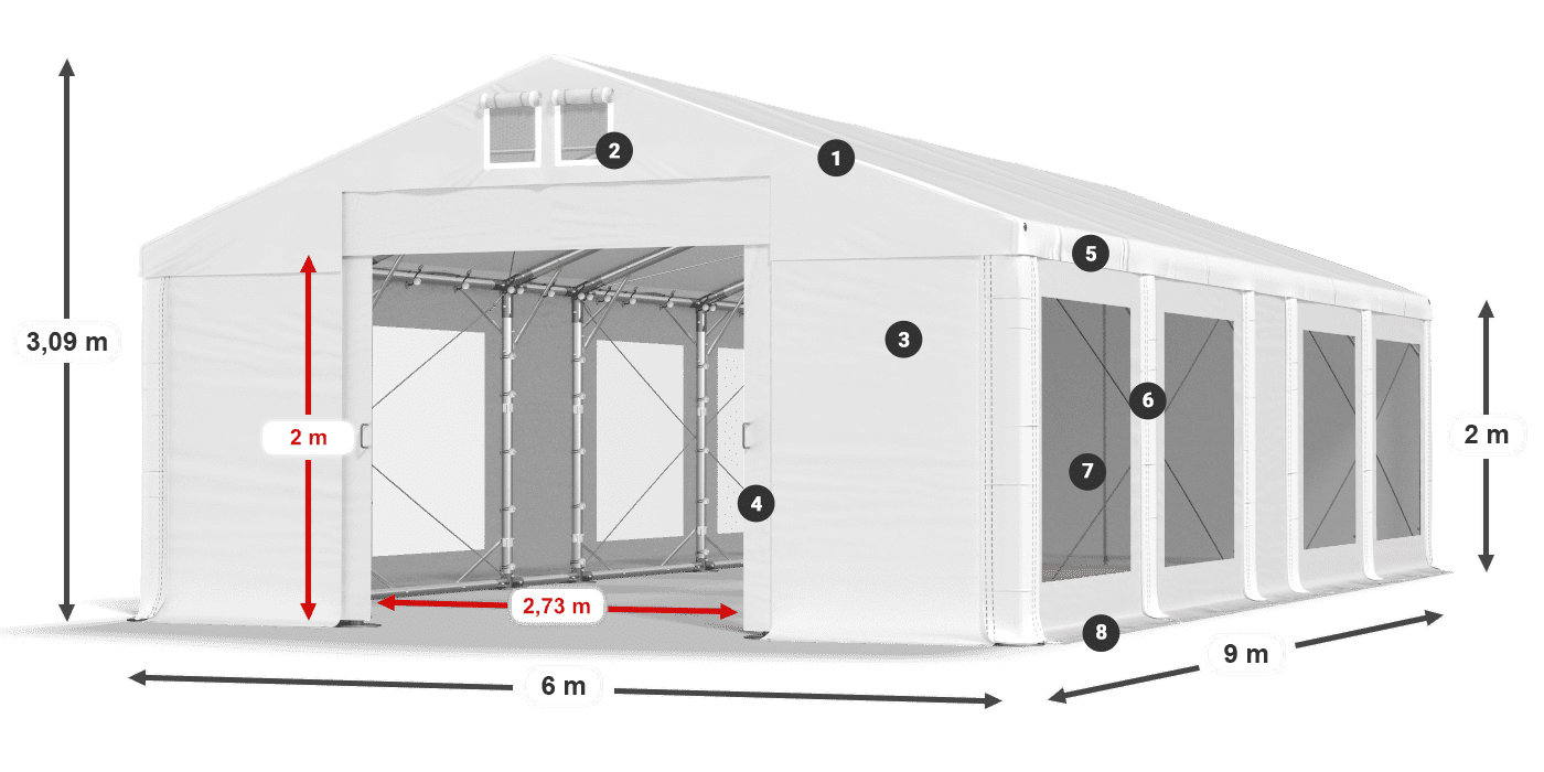 Streha: MS 580 PVC Stene: MS 580 PVC 2 m legenda