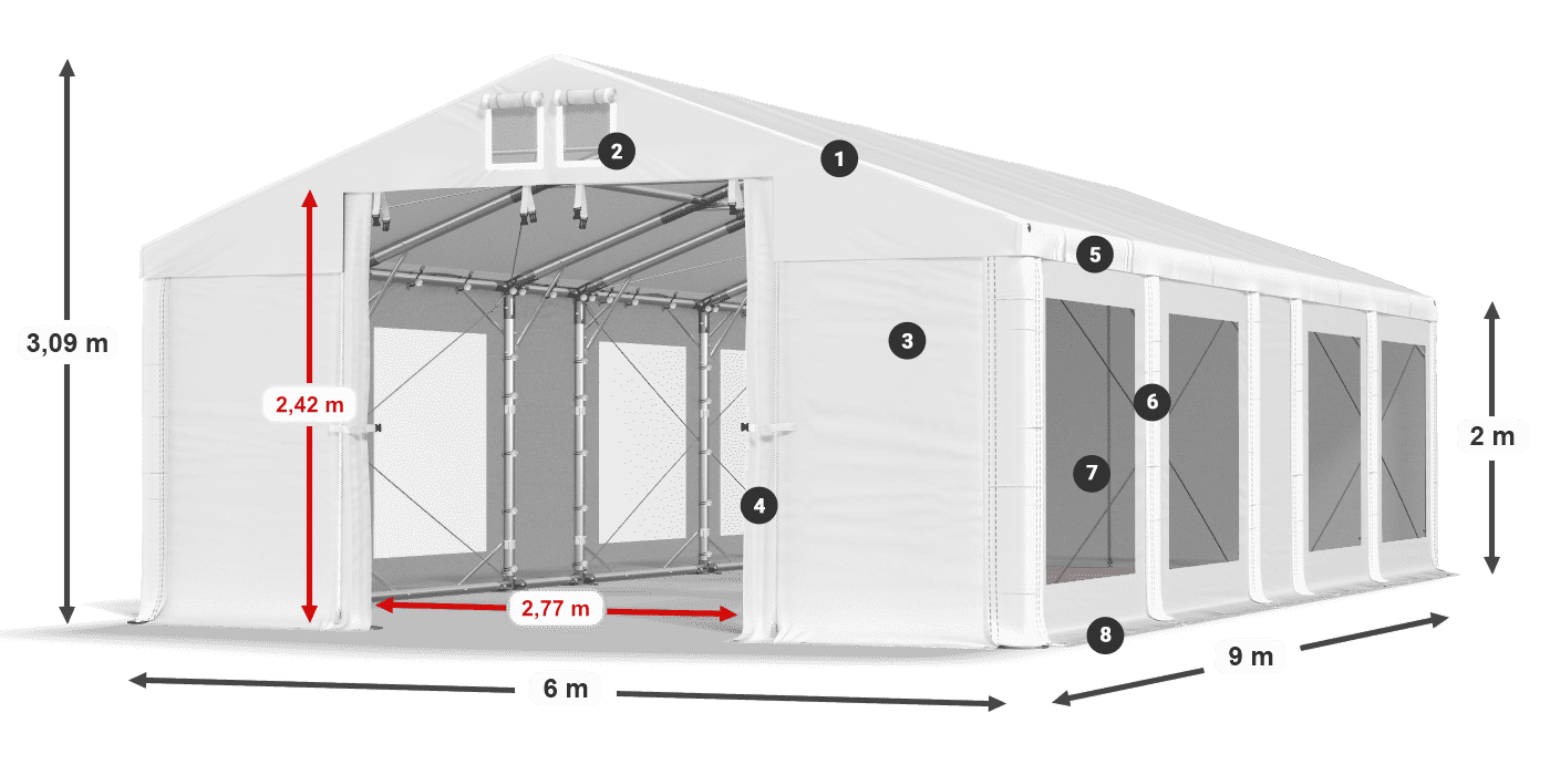 Streha: MS 580 PVC Stene: MS 580 PVC 2 m legenda
