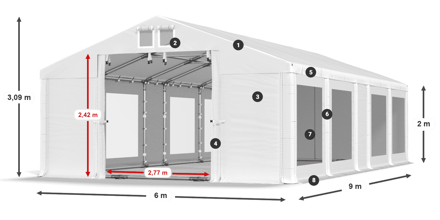 Streha: MS 580 PVC Stene: MS 580 PVC 2 m legenda
