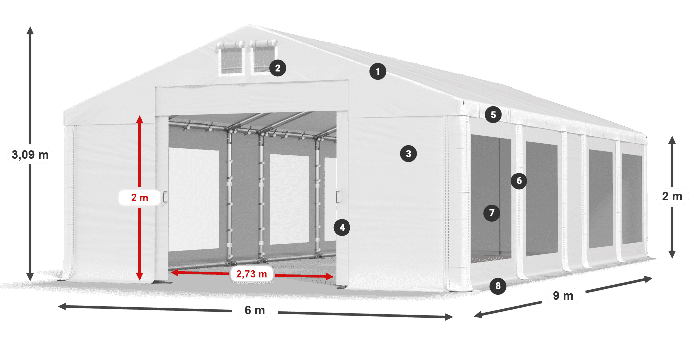 Streha: MS 580 PVC Stene: MS 580 PVC 2 m legenda