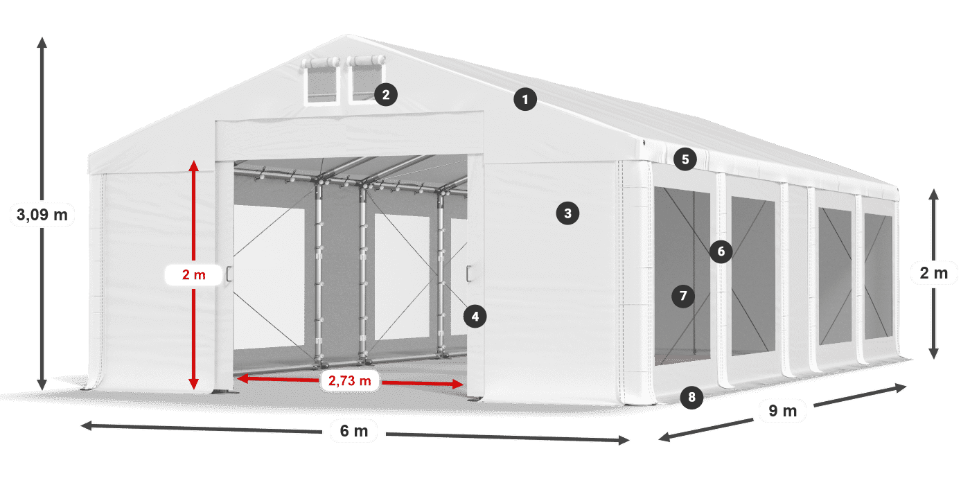 Streha: MS 580 PVC Stene: MS 580 PVC 2 m legenda