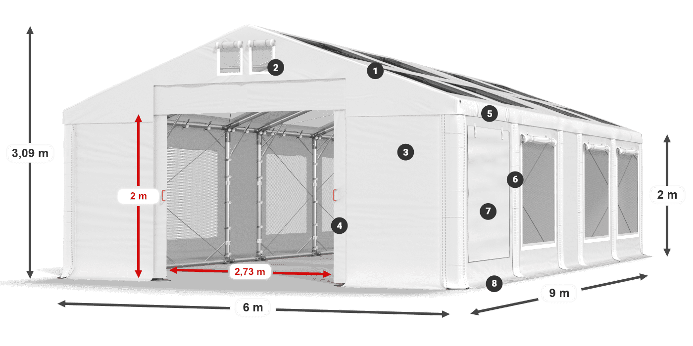 Streha: MS T 580 PVC Stene: SDM 500 PVC 2 m legenda