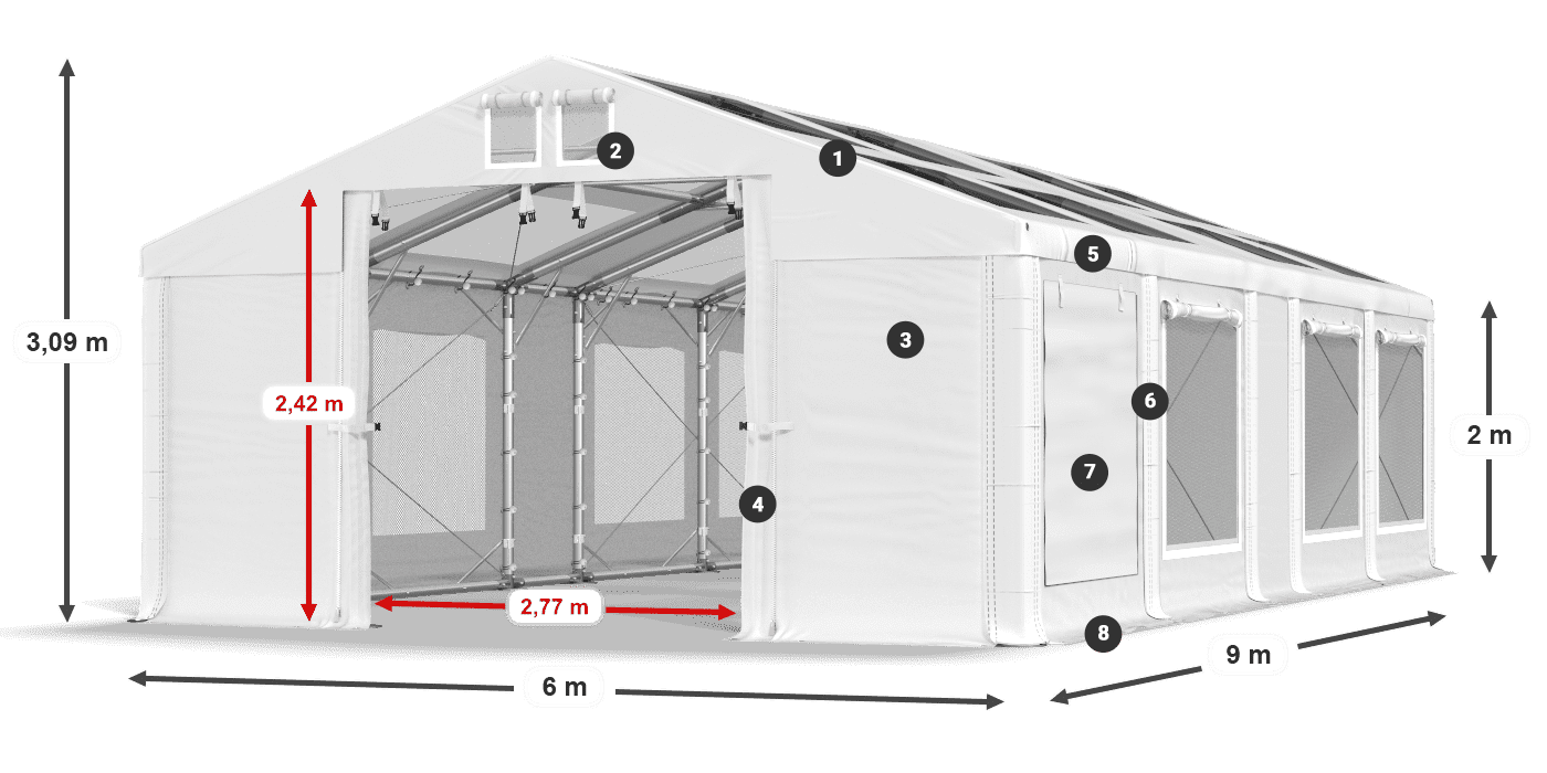 Streha: MS T 580 PVC Stene: SDM 500 PVC 2 m legenda