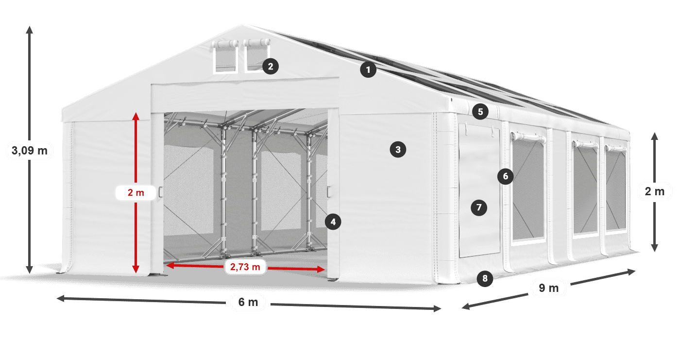 Streha: MS T 580 PVC Stene: SDM 500 PVC 2 m legenda