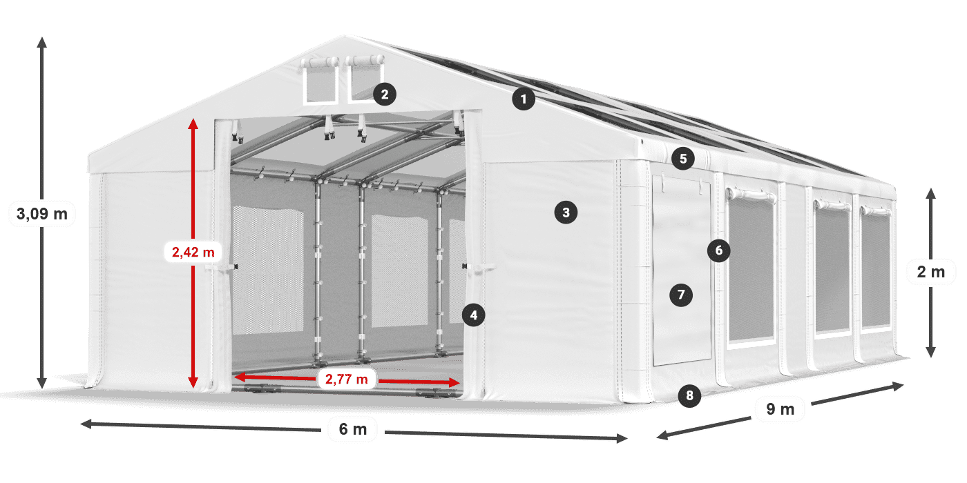 Streha: MS T 580 PVC Stene: SDM 500 PVC 2 m legenda