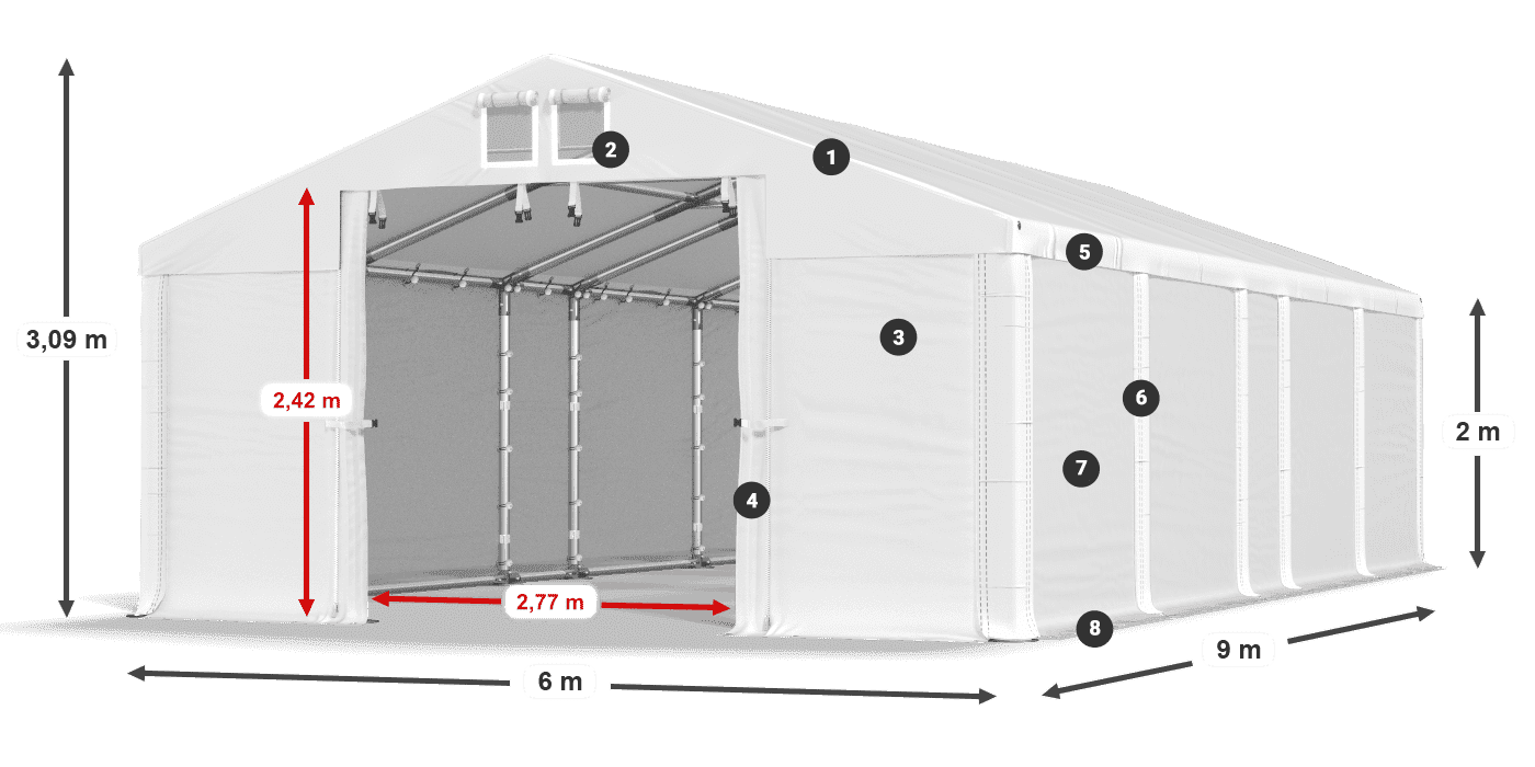 Streha: MS 580 PVC Stene: SD 500 PVC 2 m legenda