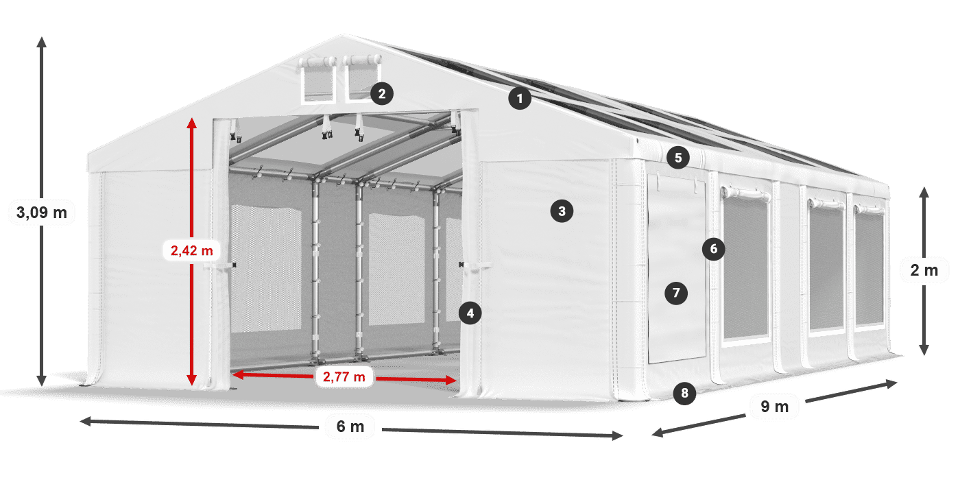 Streha: MS T 580 PVC Stene: SDM 500 PVC 2 m legenda