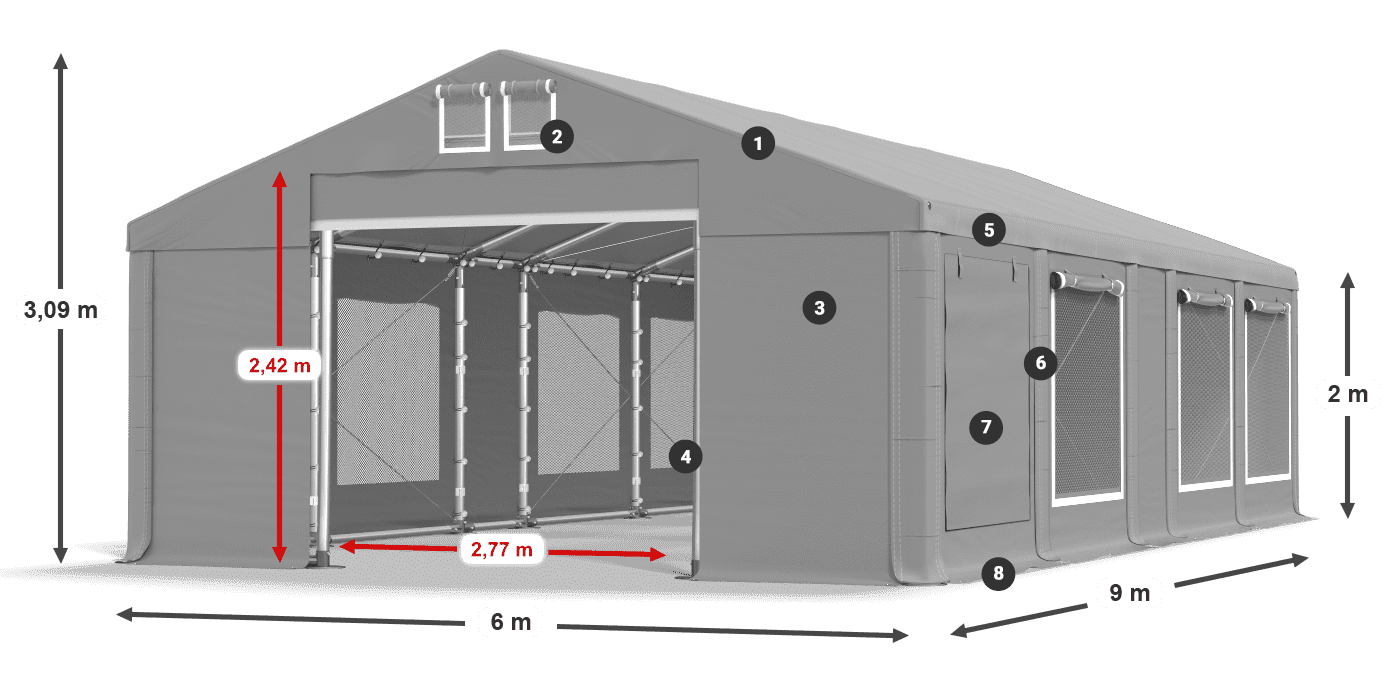 Streha: MS 580 PVC Stene: SD M 500 PVC 2 m legenda