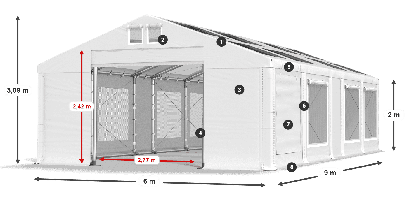 Streha: MS T 580 PVC Stene: SDM 500 PVC 2 m legenda