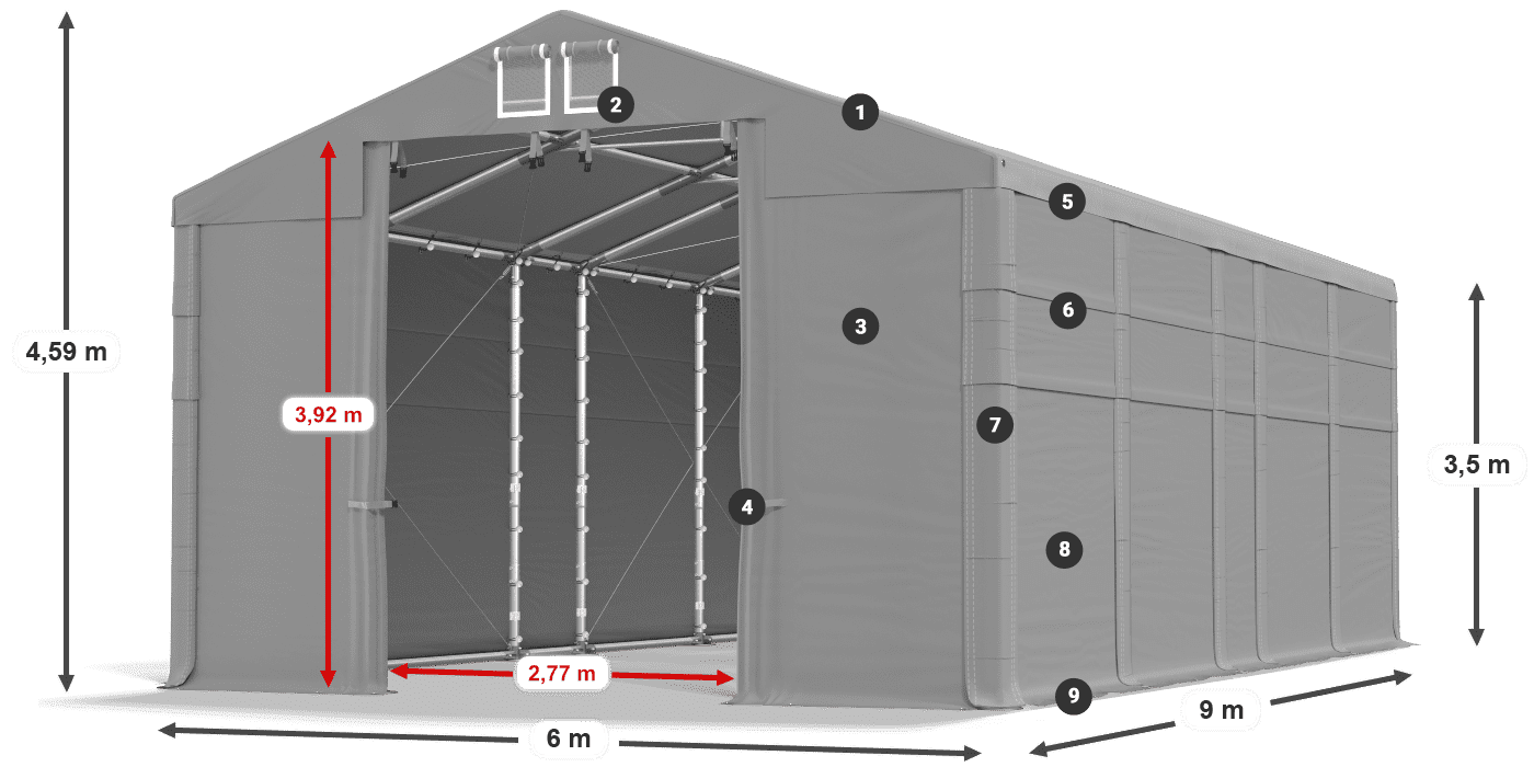 Streha: FR 620 PVC Stene: MS 580 PVC 3,5 m legenda