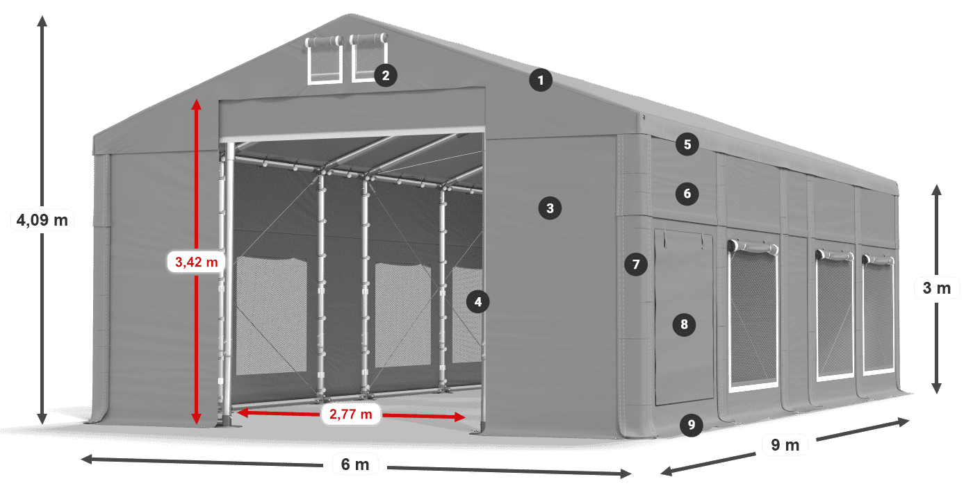 Streha: FR 620 PVC Stene: SD 500 PVC 3 m legenda