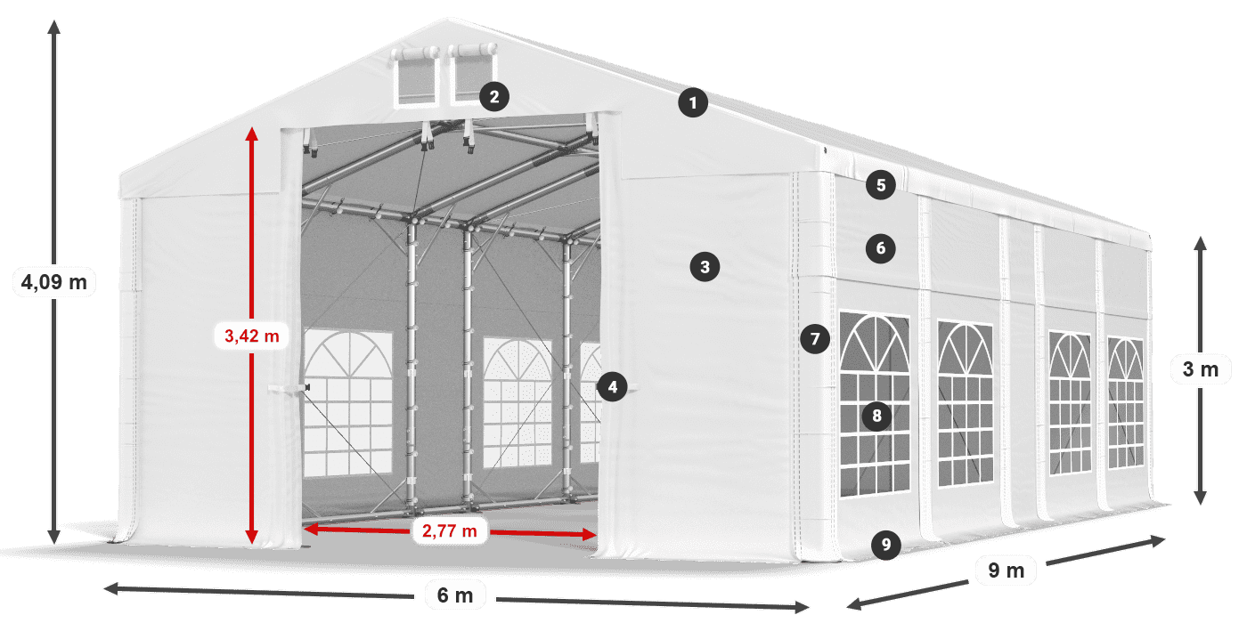 Streha: MS 580 PVC Stene: FR 620 PVC 3 m legenda
