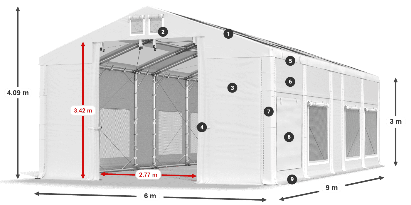 Streha: MS T 580 PVC Stene: SD M 500 PVC 3 m legenda