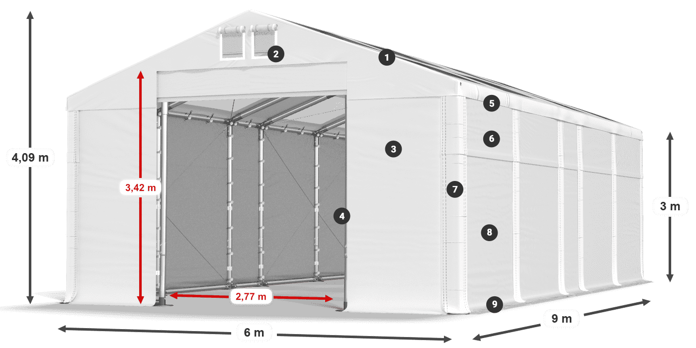 Streha: MS T 580 PVC Stene: SD 500 PVC 3 m legenda