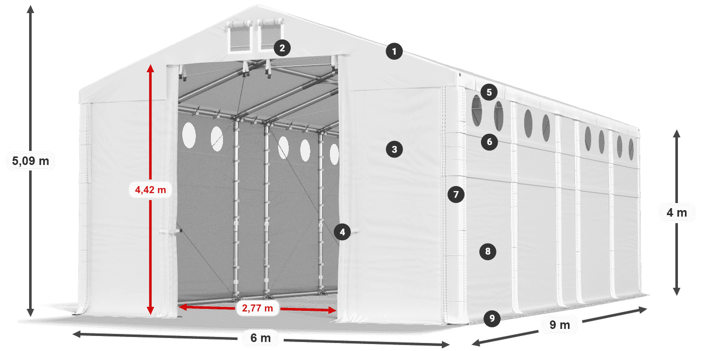 Streha: MS 580 PVC Stene: FR O 620 PVC 4 m legenda