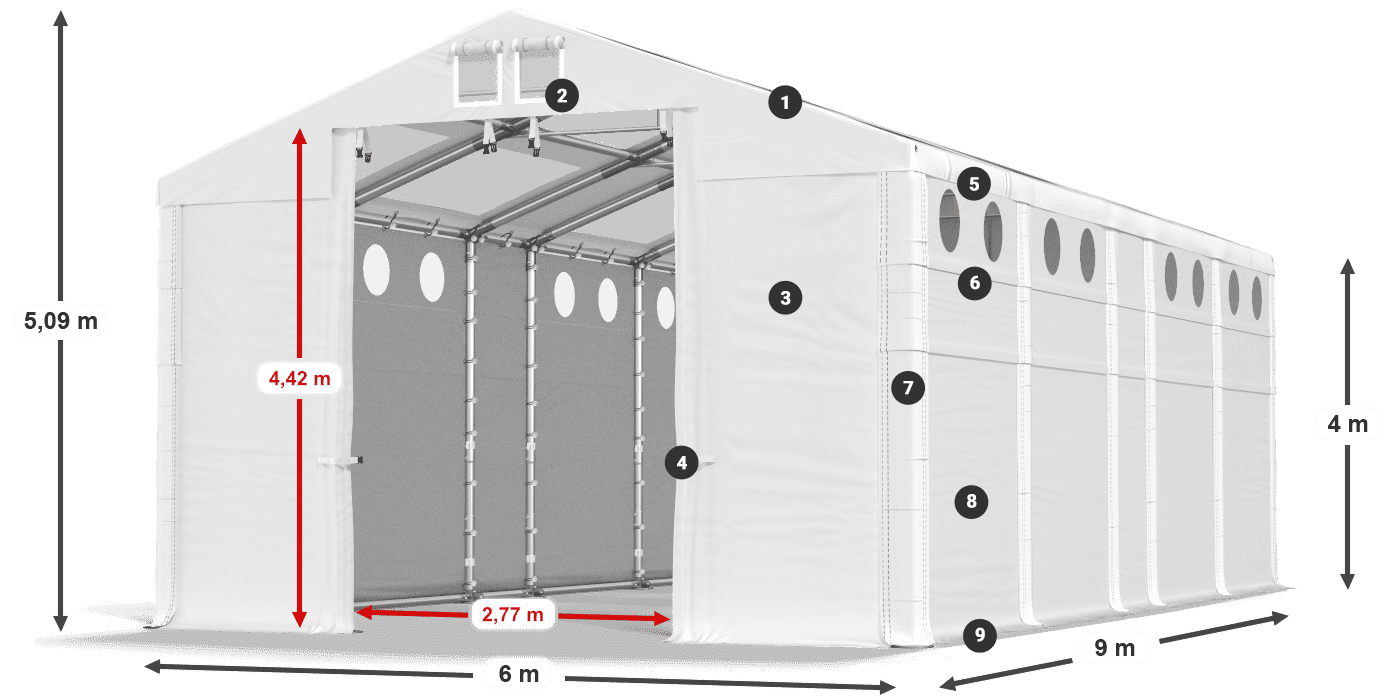 Streha: MS T 580 PVC Stene: MS O 580 PVC 4 m legenda