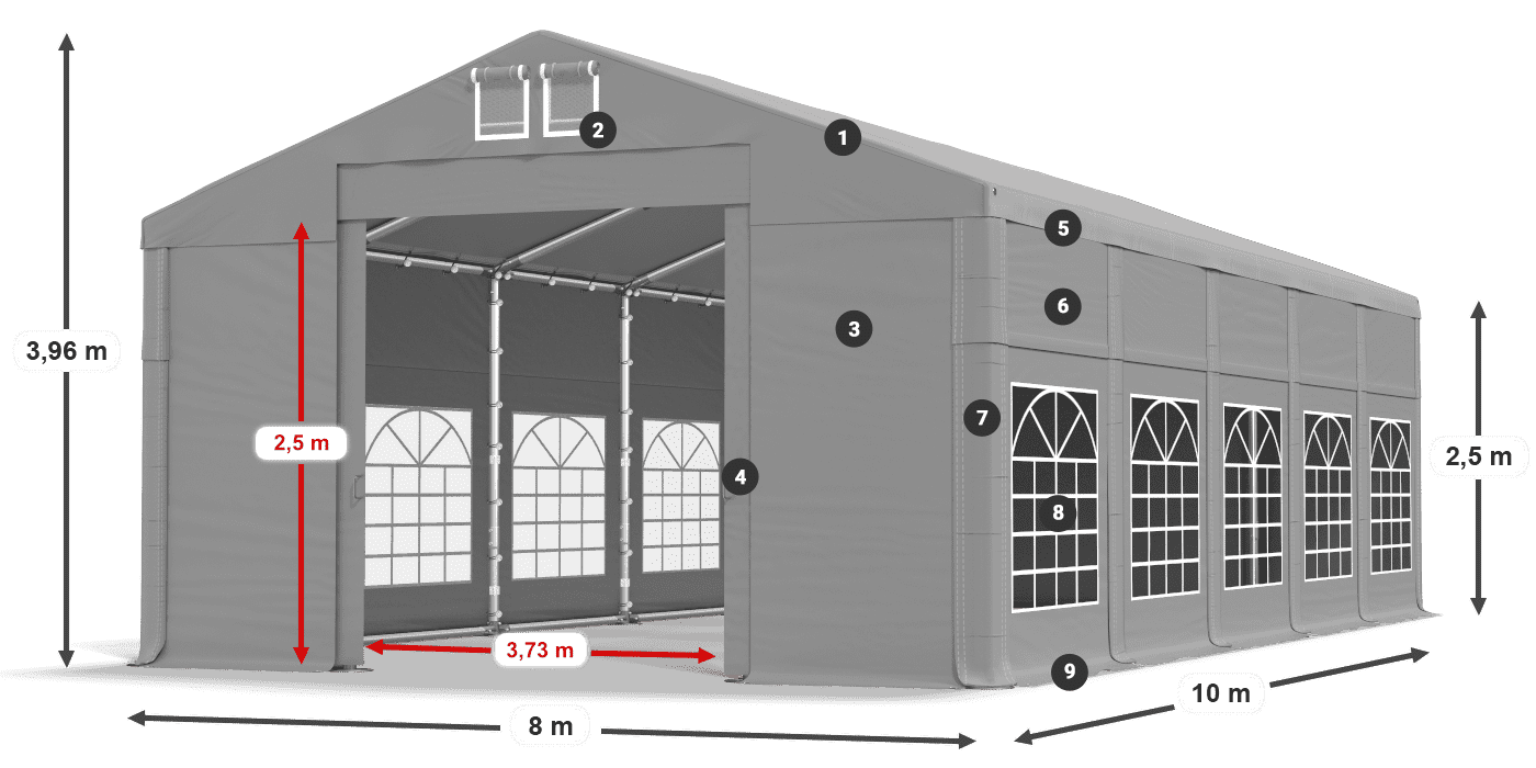 Streha: FR 620 PVC Stene: SD 500 PVC 2,5 m legenda