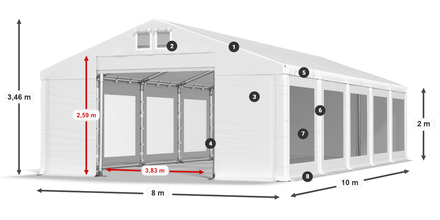 Streha: FR 620 PVC Stene: MS 580 PVC 2 m legenda