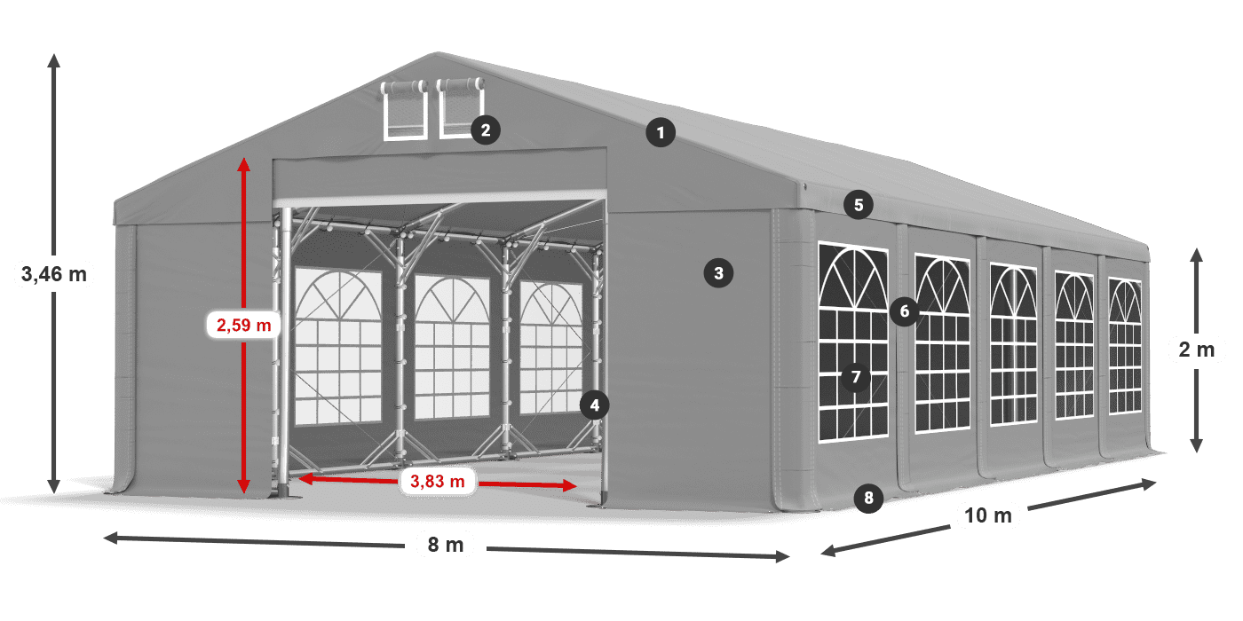 Streha: FR 620 PVC Stene: SD 500 PVC 2 m legenda